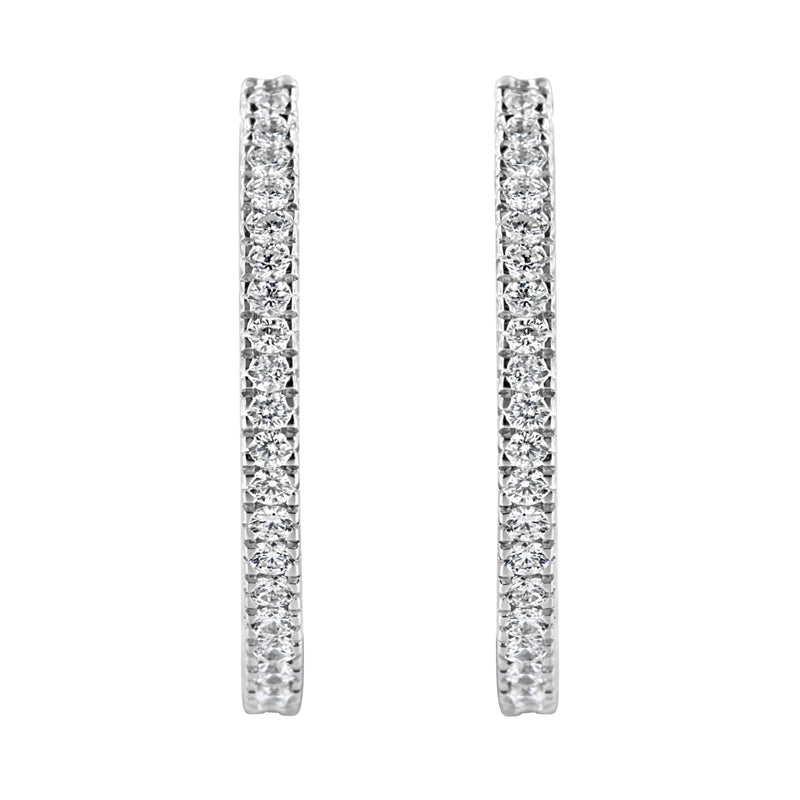 Bids.com 10KT White Gold 1 cttw Diamond Hoop Earrings (I-J Clarity, I2-I3 Color) Earrings