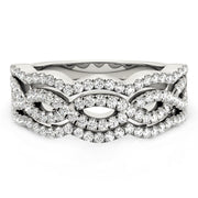 Bids.com Diamond Studded Ring with Four Curves in 14k White Gold (5/8 cttw) Rings
