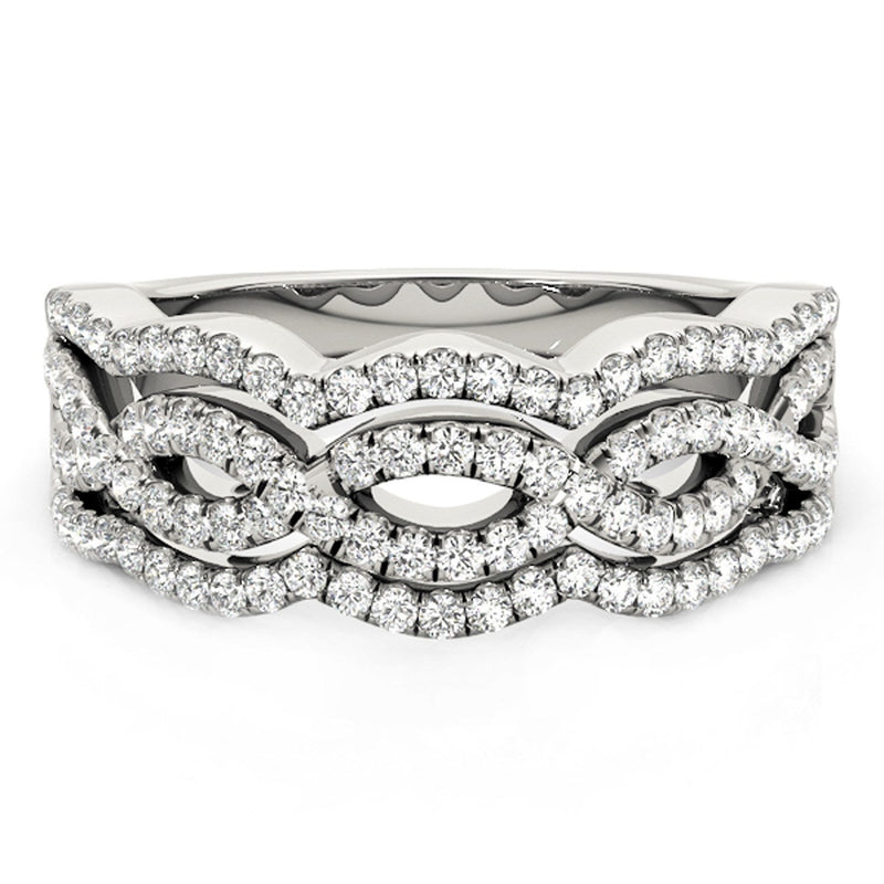 Bids.com Diamond Studded Ring with Four Curves in 14k White Gold (5/8 cttw) Rings