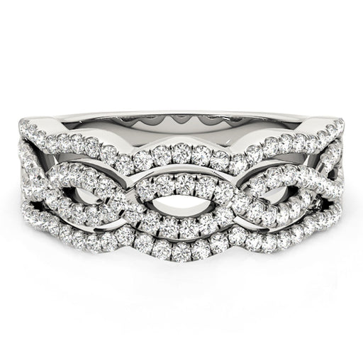 Bids.com Diamond Studded Ring with Four Curves in 14k White Gold (5/8 cttw) Rings