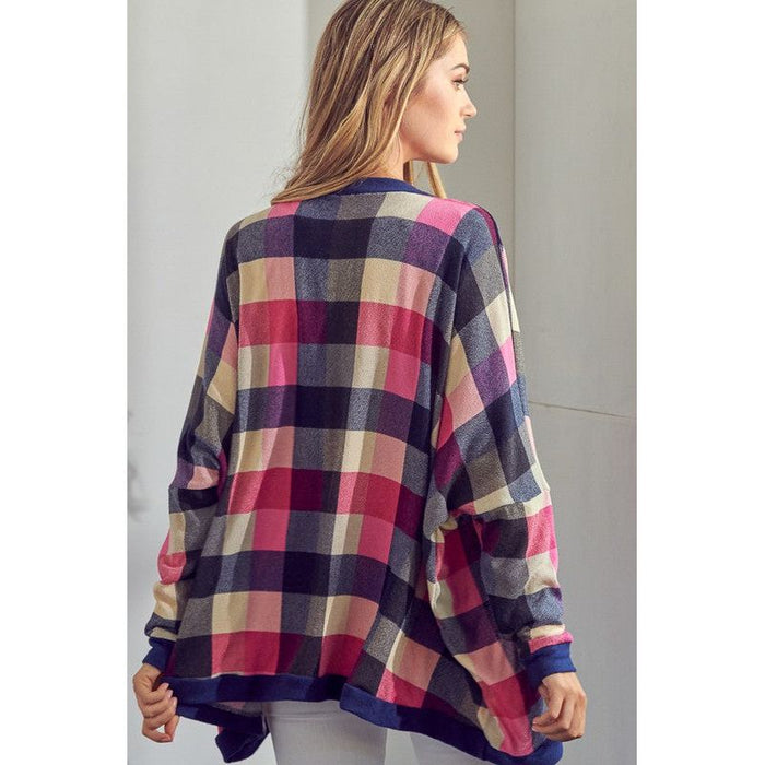 Plus Plaid Buttondown Boxy Cardigan