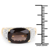 Bids.com 6.65 Carat Genuine Smoky Quartz and White Topaz .925 Sterling Silver Ring Rings