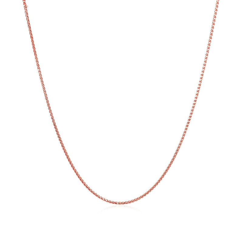 Bids.com 14k Rose Gold Diamond Cut Round Wheat Chain 0.6mm Necklaces