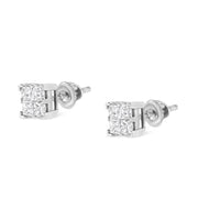 Bids.com 10K White Gold 3/4 Cttw Invisible Set Princess-Cut Diamond Composite Square Stud Earrings (H-I Color, SI2-I1 Clarity) Earrings
