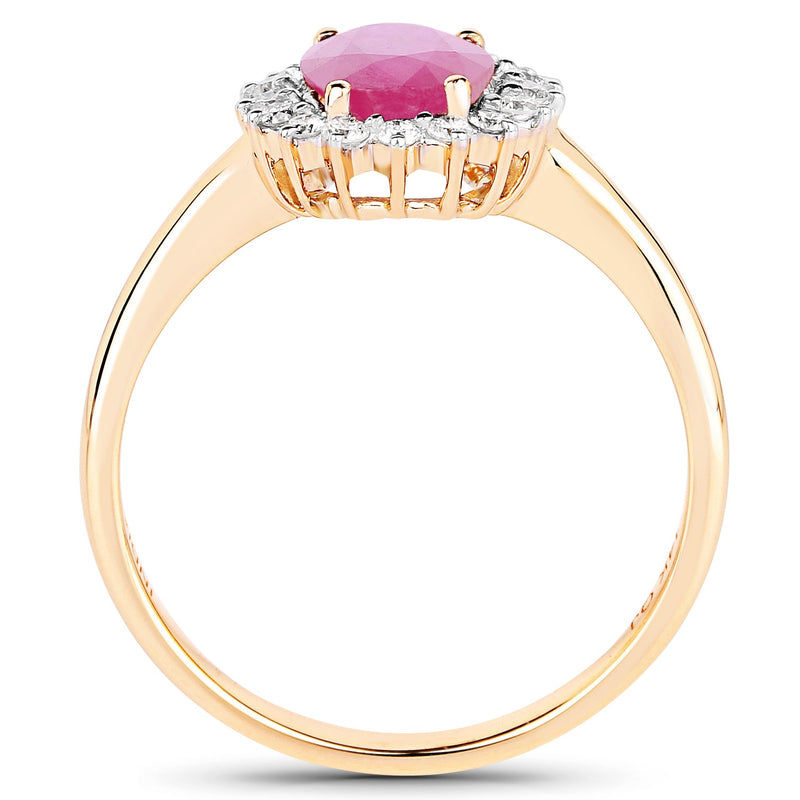 Bids.com 1.48 Carat Genuine Ruby and White Diamond 14K Yellow Gold Ring Rings