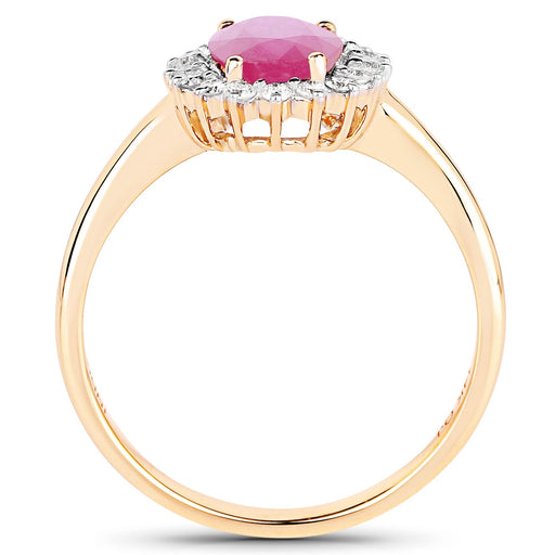 Bids.com 1.48 Carat Genuine Ruby and White Diamond 14K Yellow Gold Ring Rings