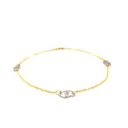 Bids.com 14k Two Tone Gold Entwined Heart Stationed Anklet Accessories