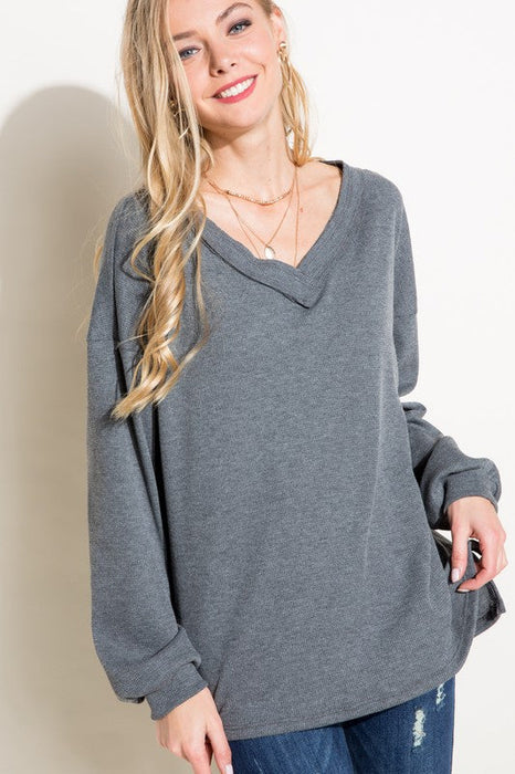 Plus Waffle High Low Boxy Top