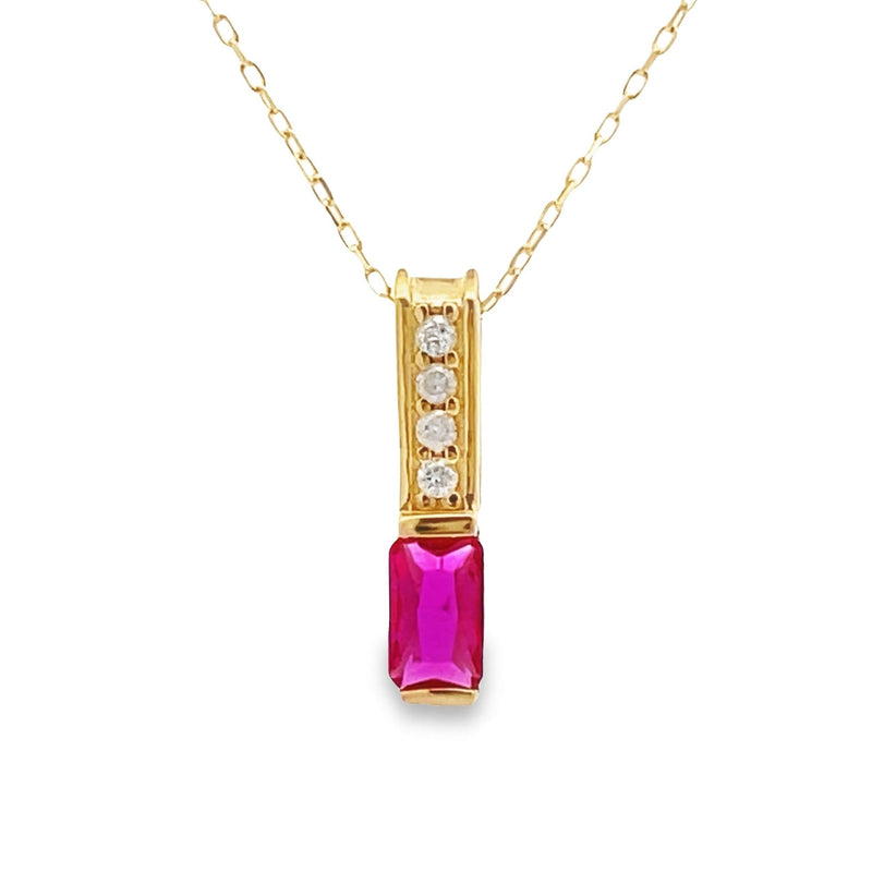 Bids.com Created Ruby Diamond Fashion Pendants 10KT Yellow Gold Pendants