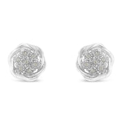 Bids.com Sterling Silver Diamond Swirl Cluster Stud Earrings (1/6 cttw, I-J Color, I2-I3 Clarity) Earrings