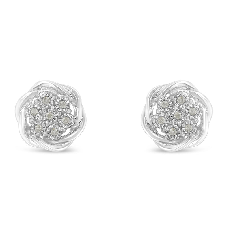 Bids.com Sterling Silver Diamond Swirl Cluster Stud Earrings (1/6 cttw, I-J Color, I2-I3 Clarity) Earrings