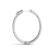 Bids.com 14k White Gold Diamond Hoop Double Sided Three Row Earrings (2 cttw) Earrings