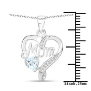Bids.com 0.54 Carat Genuine Blue Topaz and White Topaz .925 Sterling Silver Pendant Pendants