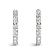 Bids.com 14k White Gold Two Sided Prong Set Diamond Hoop Earrings (3 1/2 cttw) Earrings