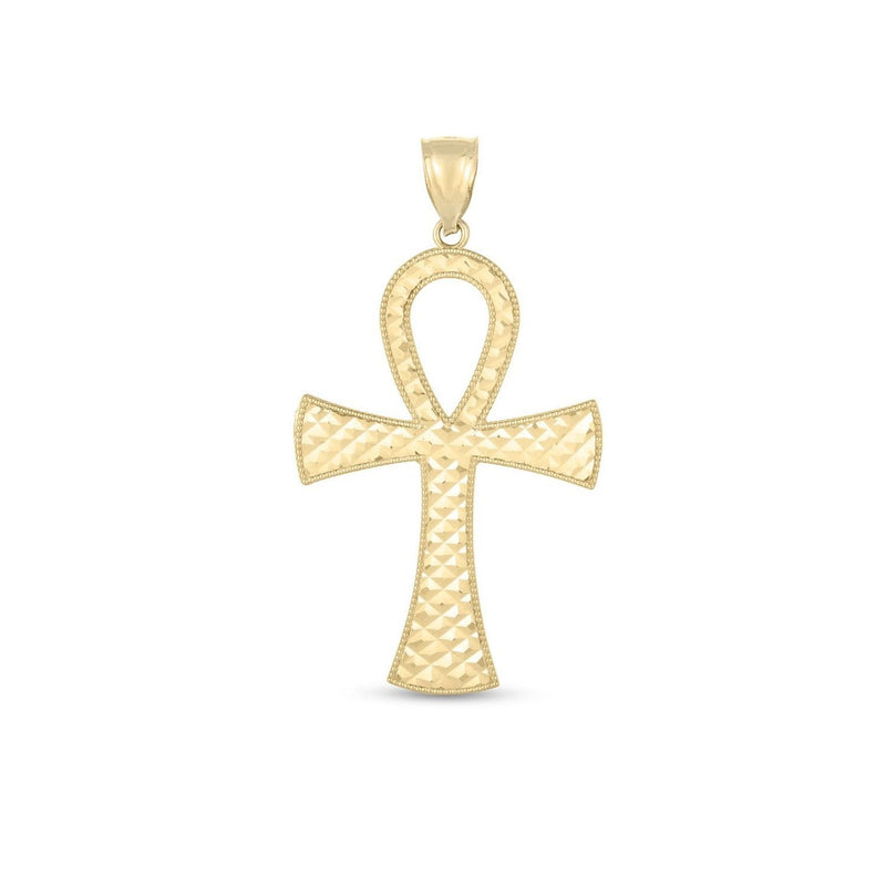 Bids.com 14k Yellow Gold High Polish Textured Ankh Pendant Pendants