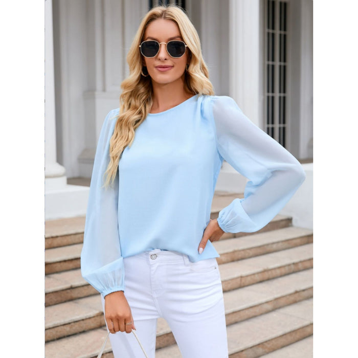 Round Neck Long Sleeve Blouse