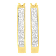 Bids.com 10K Yellow Gold 1/2 Cttw Invisible Set Princess-cut Diamond Hoop Earrings (H-I Color, SI2-I1 Clarity) Earrings