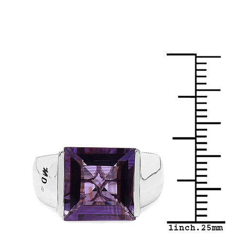 Bids.com 5.21 Carat Genuine Amethyst & White Diamond .925 Sterling Silver Ring Rings