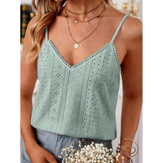 Eyelet Lace Detail V-Neck Cami