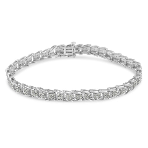 Bids.com 10k White Gold 2 cttw Diamond Fan-Shaped Link Tennis Bracelet (I-J Clarity, I3 Color) - Size 7.25" Bracelets
