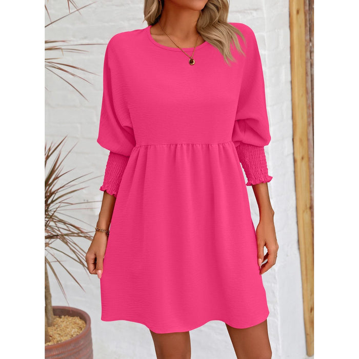 Round Neck Lantern Sleeve Mini Dress