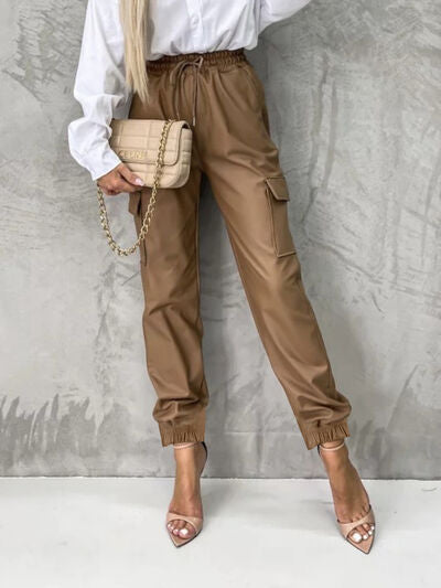 Tied High Waist Pants with Pockets by VYSN