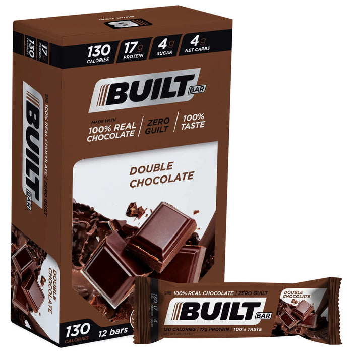 Built Bar - Protein Bar Double Chocolate (Pack of 12-49 Grm )