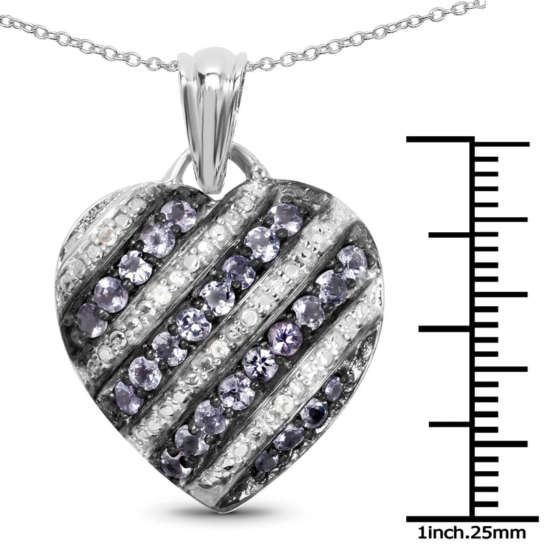 Bids.com 1.30 Carat Genuine Tanzanite and White Topaz .925 Sterling Silver Pendant Pendants
