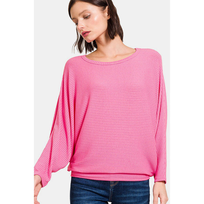 Zenana Ribbed Round Neck Long Sleeve Top