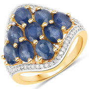 Bids.com 3.39 Carat Genuine Blue Sapphire and White Diamond .925 Sterling Silver Ring Rings