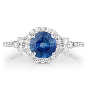 Bids.com 1.34 Carat Genuine Blue Sapphire and White Diamond 14K White Gold Ring Rings
