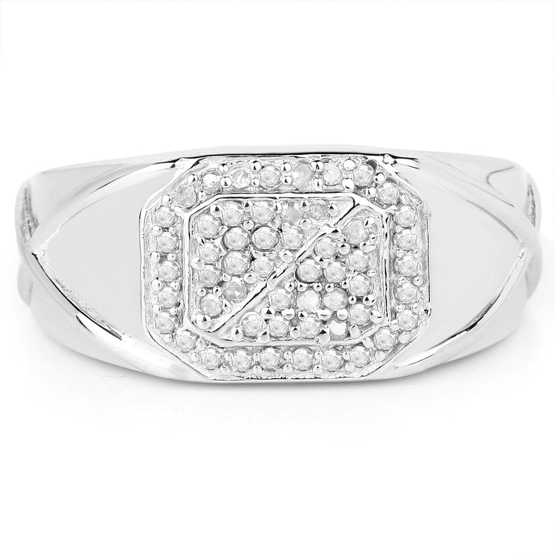 Bids.com 14K White Gold Plated 0.24 Carat Genuine White Diamond .925 Sterling Silver Ring Rings