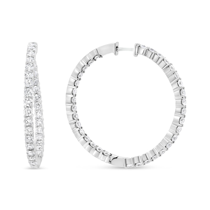 Bids.com 18K White Gold 3 5/8 Cttw Round Diamond Curved Inside-Outside Hoop Earrings (F-G Color, VS1-VS2 Clarity) Earrings