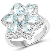 Bids.com 2.88 Carat Genuine Aquamarine .925 Sterling Silver Ring Rings