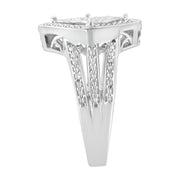 Bids.com .925 Sterling Silver 2/5 Cttw Princess Cut Diamond Square On Point Cluster Composite Cocktail Ring (H-I Color, SI1-SI2 Clarity) - Size 6 Rings