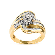 Bids.com 10K Yellow Gold 1/2 Cttw Diamond Pear Cluster and Swirl Ring (H-I Color, I1-I2 Clarity) - Ring Size 7 Rings