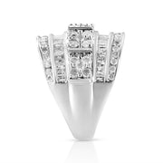 Bids.com .925 Sterling Silver 2.0 Cttw Round & Baguette Cut Diamond Multi-Row Channel Set Tapered Cocktail Fashion Ring (I-J Color, I3 Clarity) - Size 7 Rings