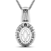 Bids.com 0.22 Carat Genuine White Diamond 14K White Gold Semi Mount Pendant - holds 9x7mm Oval Gemstone Pendants
