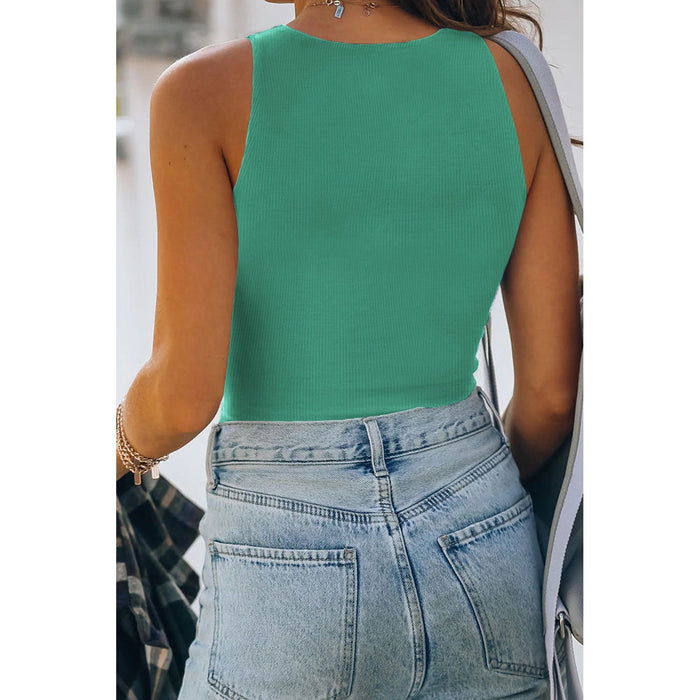 Ribbed Round Neck Cropped Tank