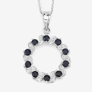 Bids.com 1.30 Carat Genuine Blue Sapphire and White Topaz .925 Sterling Silver Pendant Pendants