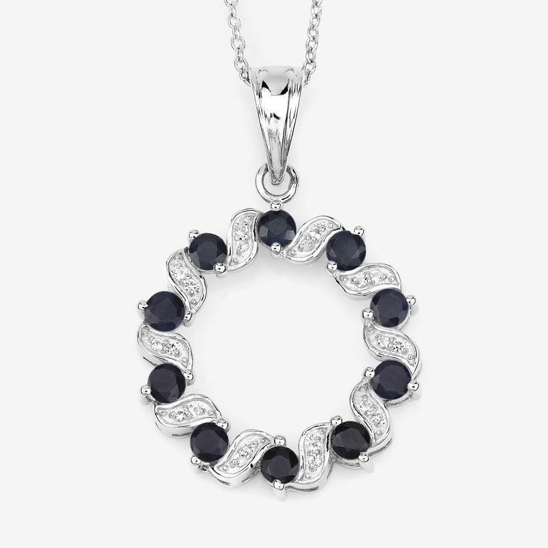 Bids.com 1.30 Carat Genuine Blue Sapphire and White Topaz .925 Sterling Silver Pendant Pendants