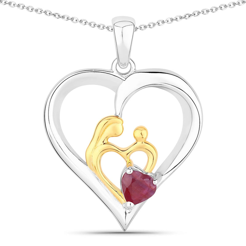 Bids.com 0.50 Carat Genuine Ruby .925 Sterling Silver Pendant Pendants