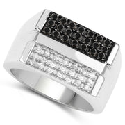 Bids.com 0.64 Carat Genuine Black Diamond and White Diamond .925 Sterling Silver Ring Rings