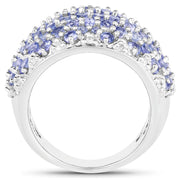 Bids.com 3.01 Carat Genuine Tanzanite and White Diamond .925 Sterling Silver Ring Rings