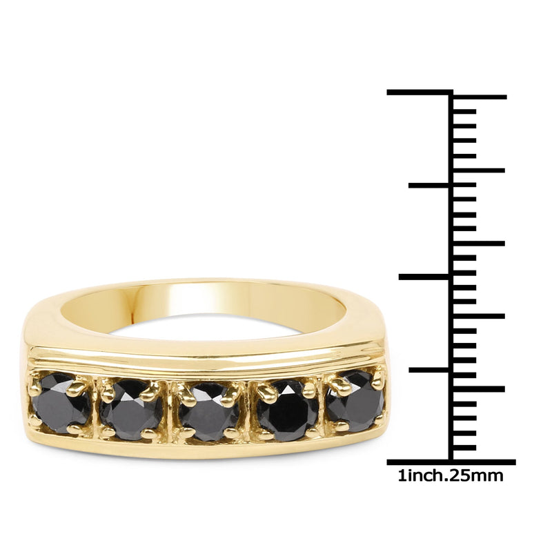 Bids.com 14K Yellow Gold Plated 1.25 Carat Genuine Black Diamond .925 Sterling Silver Ring Rings