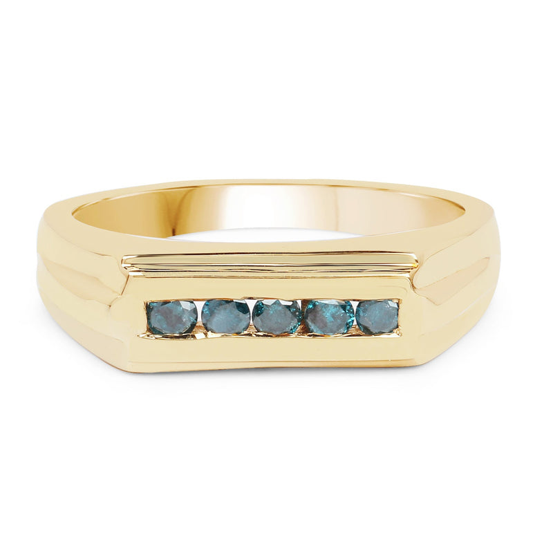 Bids.com 14K Yellow Gold Plated 0.25 Carat Genuine Blue Diamond .925 Sterling Silver Ring Rings