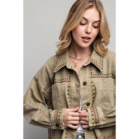 EMBROIDERED WASH COTTON JACKET