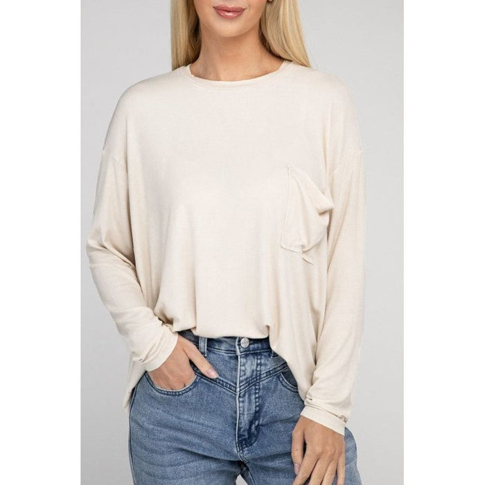 Washed Ribbed Dolman Sleeve Round Neck Top