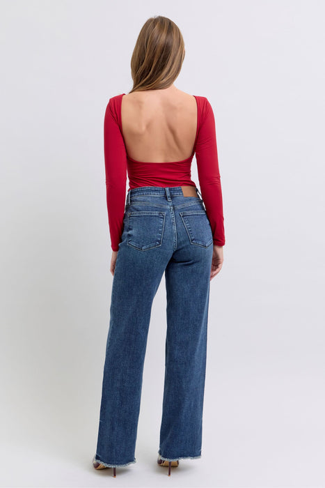 Full Size Raw Hem Mid Rise Jeans