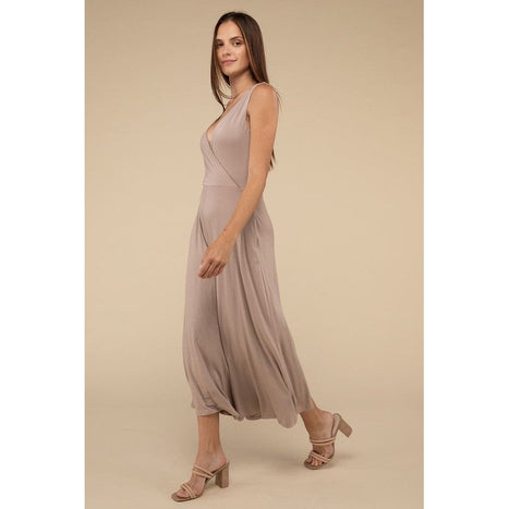 Surplice Neckline Sleeveless Jumpsuit